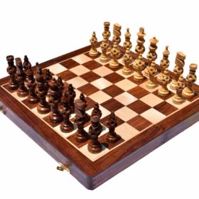 The Concentric Ball series chess set Boxwood & Sheesham 5" King with 18" Chess Board-7718