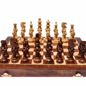 The Concentric Ball series chess set Boxwood & Sheesham 5" King with 18" Chess Board-0