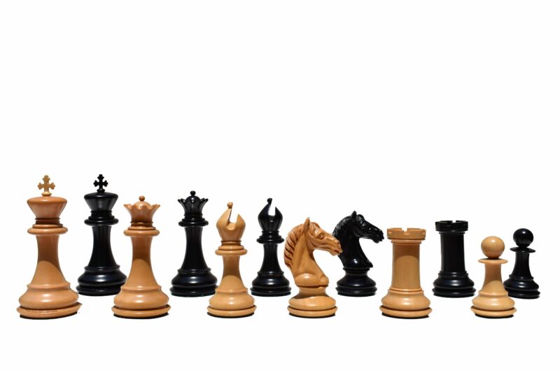 The Conqueror Series chess pieces Boxwood & Ebony 4.4" King Matte Finish -0