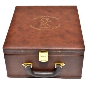 The Royal Series Burgundy Leatherette chess pieces storage box for 3.75" to 4" King size chess set pieces -9431