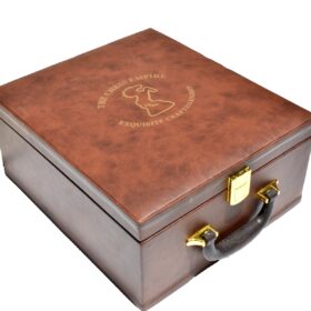 The Royal Series Burgundy Leatherette chess pieces storage box for 3.75" to 4" King size chess set pieces -0