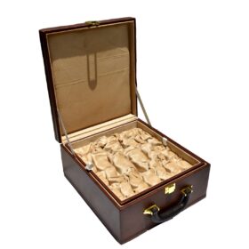 The Royal Series Burgundy Leatherette chess pieces storage box for 3.75" to 4" King size chess set pieces -9433