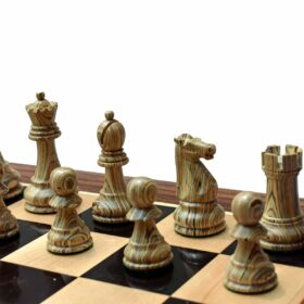 1972 Championship Fischer Spassky chess pieces Compress wood & Ebonized 3.75" King-7885