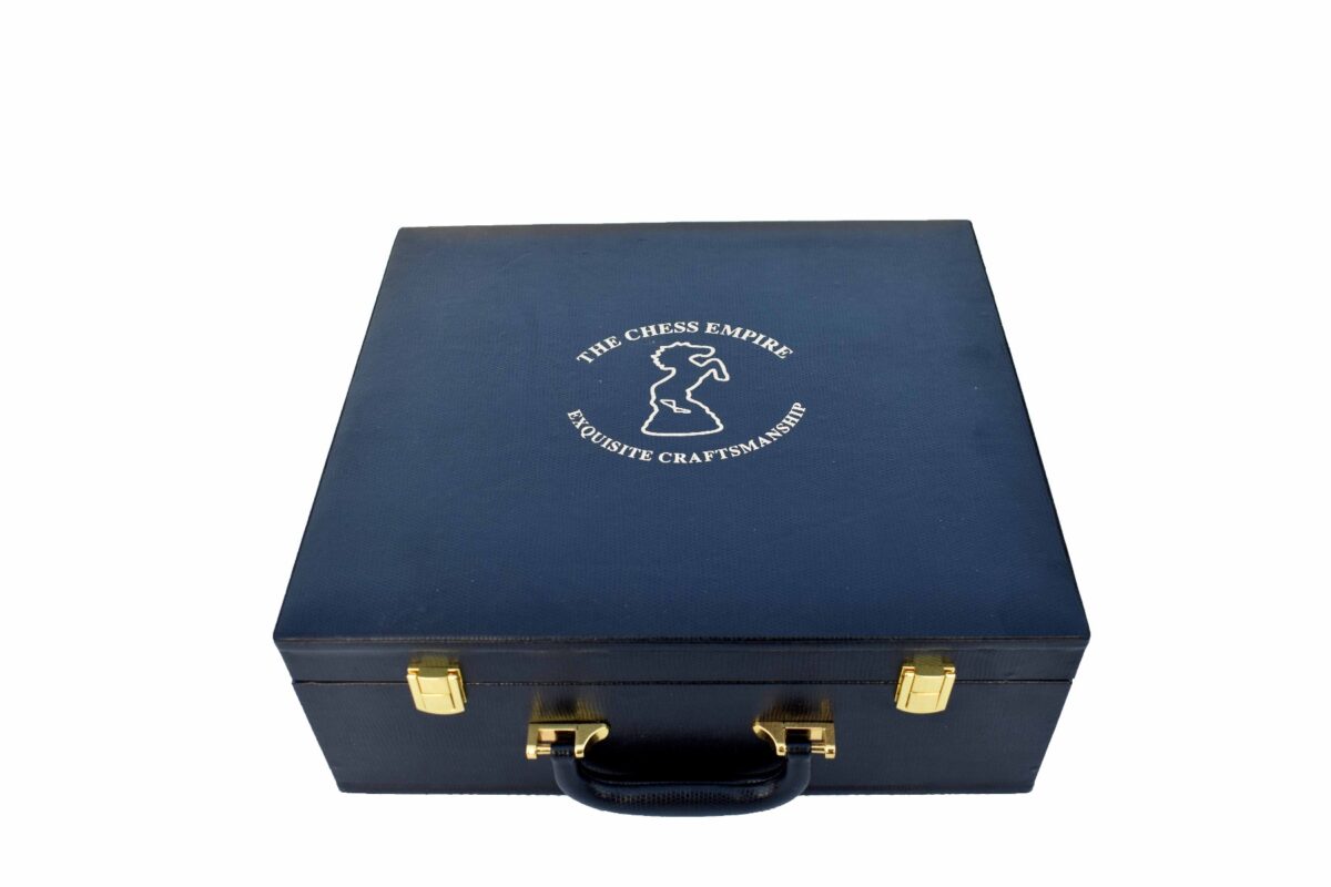 The Executive Series Black Leatherette chess pieces Storage Box for 4.25" to 4.75" King chess set-7706