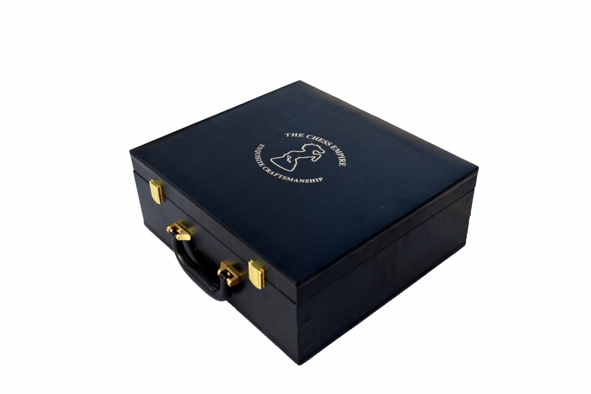 The Executive Series Black Leatherette chess pieces Storage Box for 4.25" to 4.75" King chess set-7705