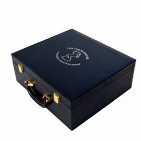 The Executive Series Black Leatherette chess pieces Storage Box for 4.25" to 4.75" King chess set-7705