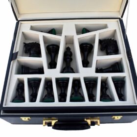 The Executive Series Black Leatherette chess pieces Storage Box for 4.25" to 4.75" King chess set-7703