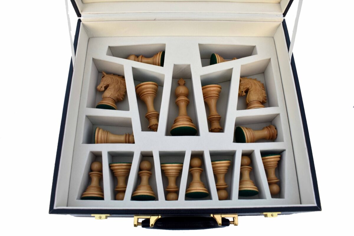 The Executive Series Black Leatherette chess pieces Storage Box for 4.25" to 4.75" King chess set-7704