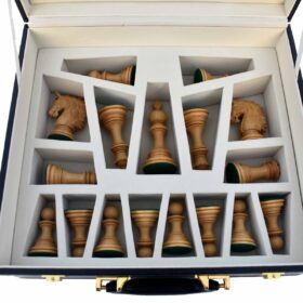 The Executive Series Black Leatherette chess pieces Storage Box for 4.25" to 4.75" King chess set-7704