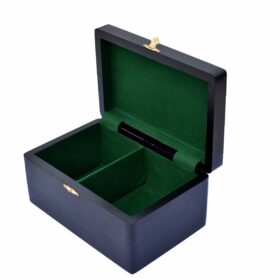 Pine wood Black lacquered Matte Finish chess storage box for 3.5" to 4" King chess set pieces-0