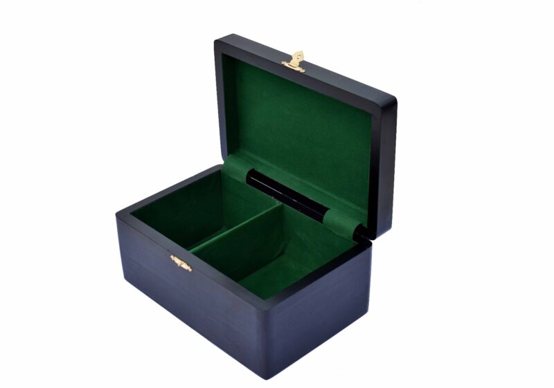 Pine wood Black lacquered Matte Finish chess storage box for 3.5" to 4" King chess set pieces-0