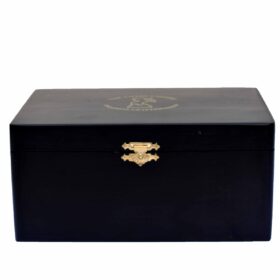 Pine wood Black lacquered Matte Finish chess storage box for 3.5" to 4" King chess set pieces-7692