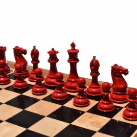 The Pioneer Series Chess Pieces White & Red Lacquered Boxwood 4" King-7747