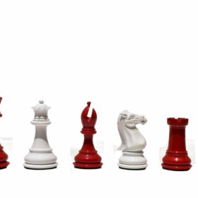 The Pioneer Series Chess Pieces White & Red Lacquered Boxwood 4" King-7743