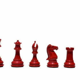 The Pioneer Series Chess Pieces White & Red Lacquered Boxwood 4" King-7745