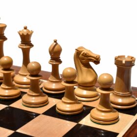 Queens Gambit Series chess set Boxwood & Ebony 4" King with 2" Square chess board-7763