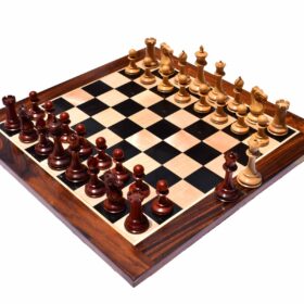 Queens Gambit Series chess set Boxwood & Padauk 4" King with 2" Square chess board-0