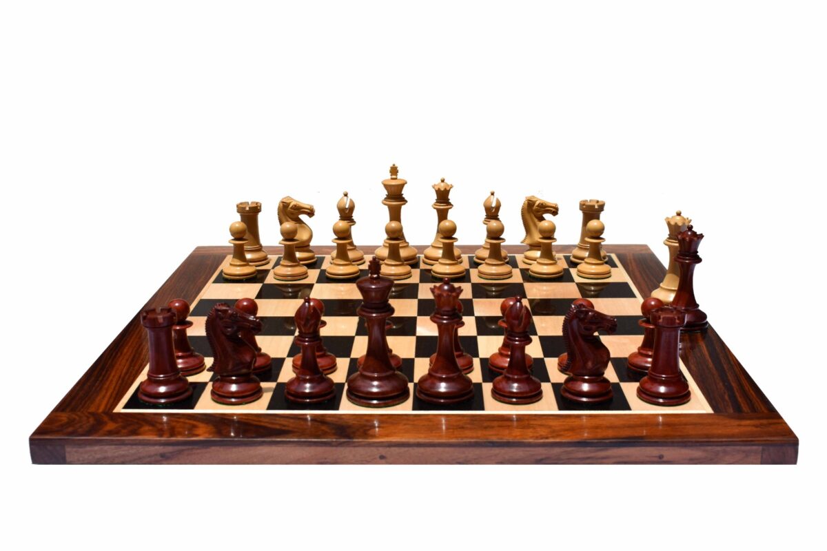 Queens Gambit Series chess set Boxwood & Padauk 4" King with 2" Square chess board-7772