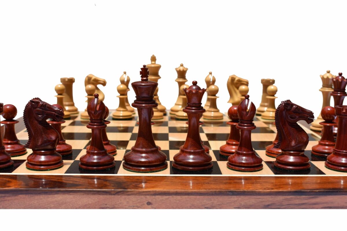 Queens Gambit Series chess set Boxwood & Padauk 4" King with 2" Square chess board-7775