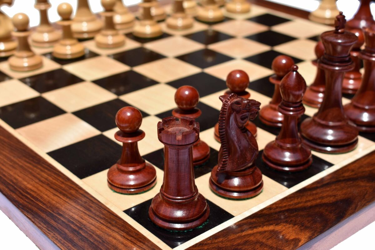 Queens Gambit Series chess set Boxwood & Padauk 4" King with 2" Square chess board-7771