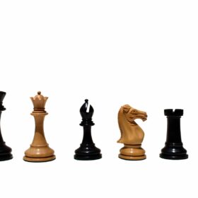 Queens Gambit Series chess set Boxwood & Ebony 4" King with 2" Square chess board-7767