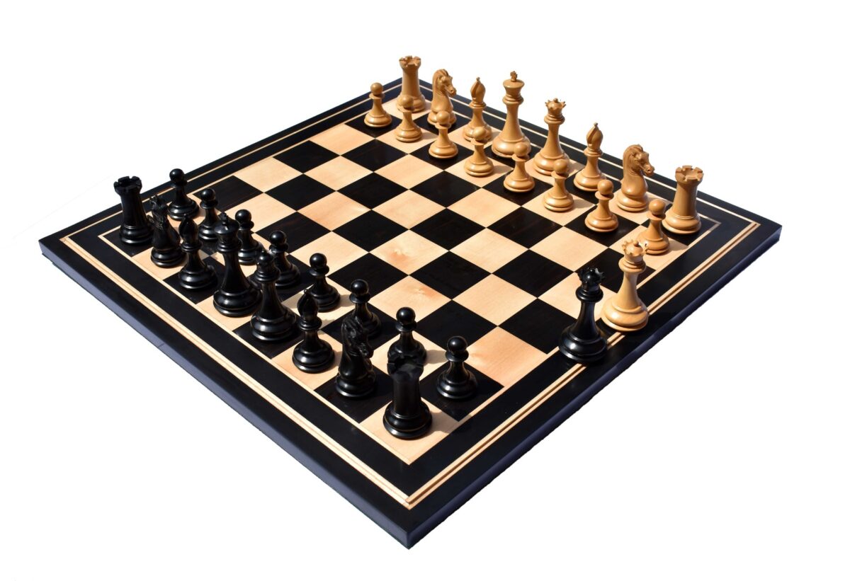 The Empire's Prestige Series chess set Boxwood & Ebony 4.4" King with 2.25" Square chess Board -8012