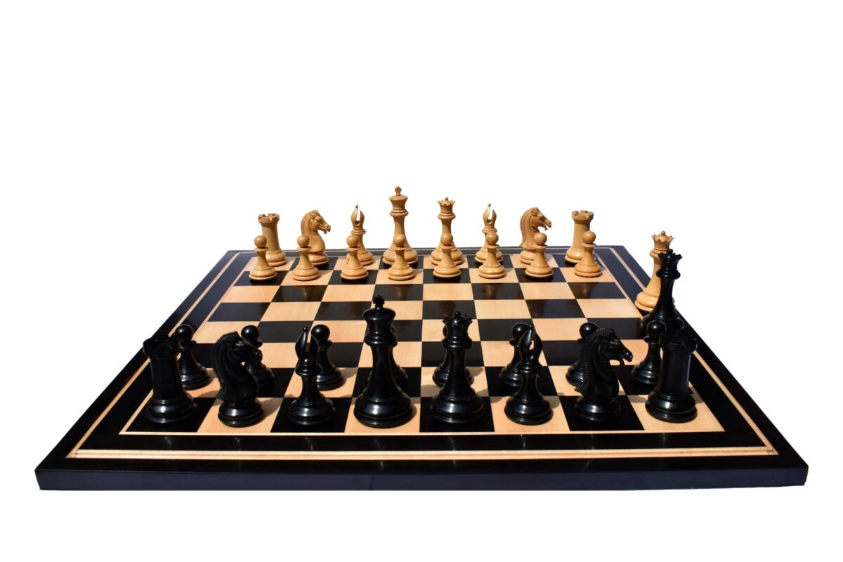 The Empire's Prestige Series chess set Boxwood & Ebony 4.4" King with 2.25" Square chess Board -8014