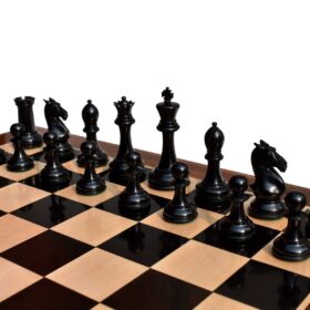 New Hasting Series chess set Boxwood & Ebony 4.25" King with 2.25" Square chess board-7963