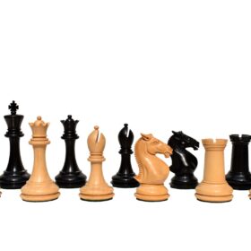 New Hasting Series chess set Boxwood & Ebony 4.25" King with 2.25" Square chess board-7959