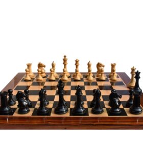 New Hasting Series chess set Boxwood & Ebony 4.25" King with 2.25" Square chess board-7952