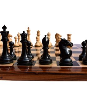 New Hasting Series chess set Boxwood & Ebony 4.25" King with 2.25" Square chess board-7954