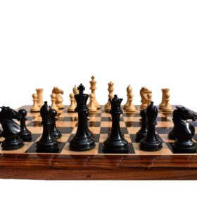 New Hasting Series chess set Boxwood & Ebony 4.25" King with 2.25" Square chess board-7953