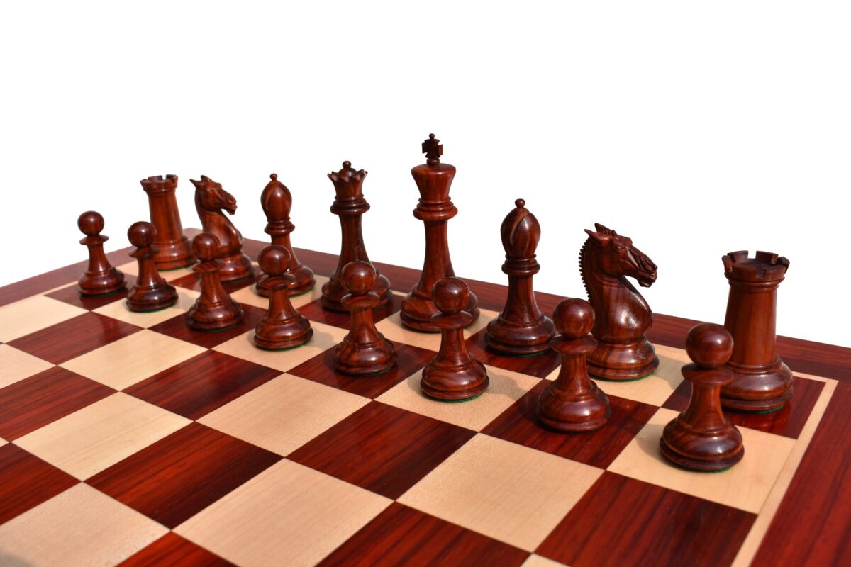 New Hasting Series chess set Boxwood & Padauk 4.25" King with 2.25" Square chess board-7978