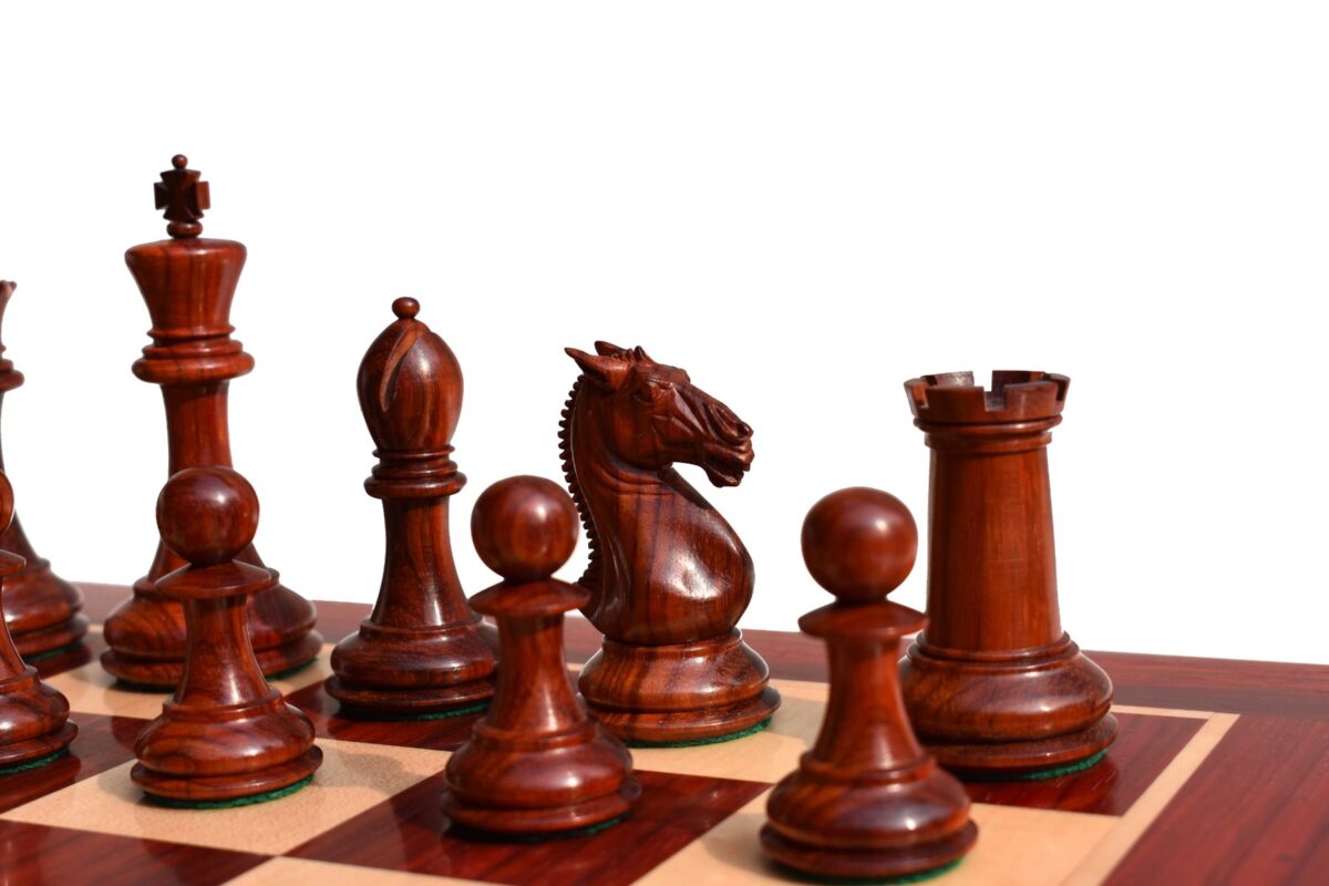 New Hasting Series chess set Boxwood & Padauk 4.25" King with 2.25" Square chess board-7974