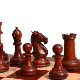 New Hasting Series chess set Boxwood & Padauk 4.25" King with 2.25" Square chess board-7974