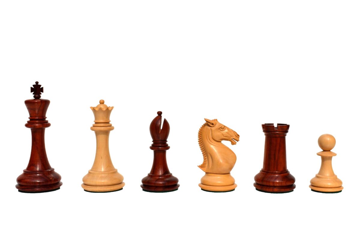 New Hasting Series chess set Boxwood & Padauk 4.25" King with 2.25" Square chess board-7981