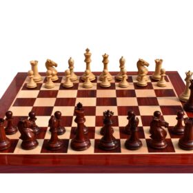 New Hasting Series chess set Boxwood & Padauk 4.25" King with 2.25" Square chess board-7968