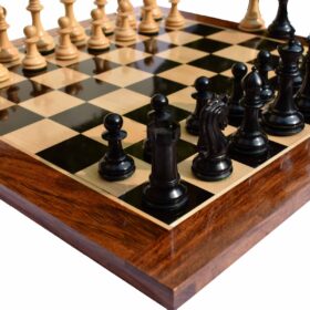 St Joseph Series chess set Boxwood & Ebony 4.25" King with 2.25" square chess board-7921