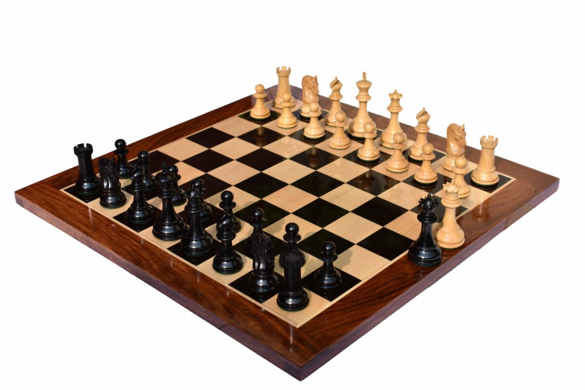 St Joseph Series chess set Boxwood & Ebony 4.25" King with 2.25" square chess board-7919