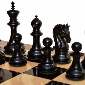 St Joseph Series chess set Boxwood & Ebony 4.25" King with 2.25" square chess board-7931