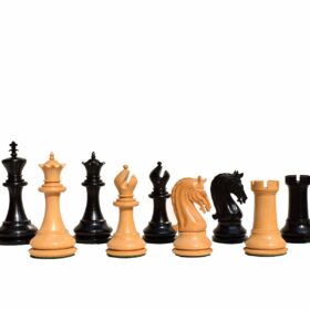 St Joseph Series chess set Boxwood & Ebony 4.25" King with 2.25" square chess board-7922