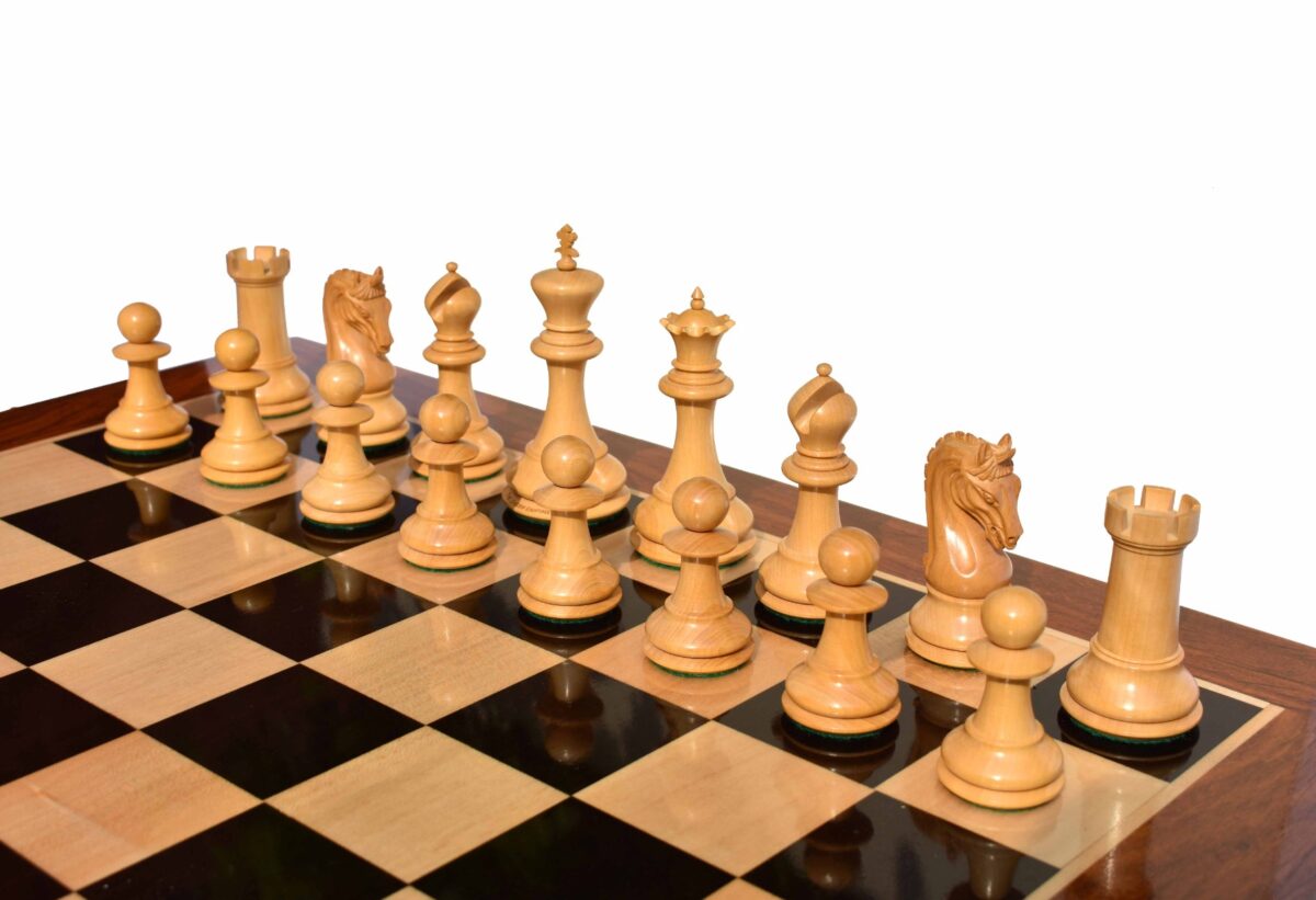 St Joseph Series chess set Boxwood & Ebony 4.25" King with 2.25" square chess board-7927