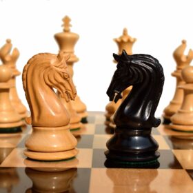 St Joseph Series chess set Boxwood & Ebony 4.25" King with 2.25" square chess board-7933