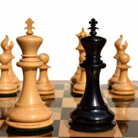 St Joseph Series chess set Boxwood & Ebony 4.25" King with 2.25" square chess board-7934