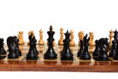 St Joseph Series chess set Boxwood & Ebony 4.25" King with 2.25" square chess board-0