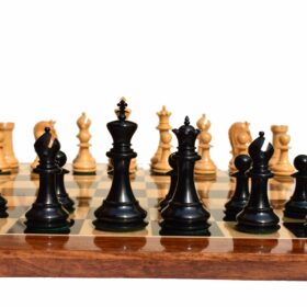 St Joseph Series chess set Boxwood & Ebony 4.25" King with 2.25" square chess board-0