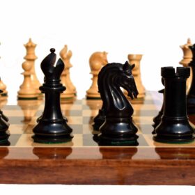 St Joseph Series chess set Boxwood & Ebony 4.25" King with 2.25" square chess board-7935