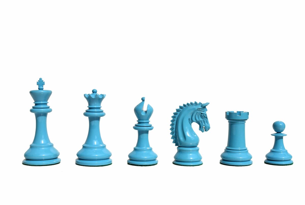 The Sovereign Series chess pieces Turquoise blue & Black lacquered boxwood 4.25" King -7910