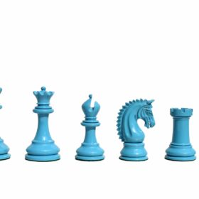 The Sovereign Series chess pieces Turquoise blue & Black lacquered boxwood 4.25" King -7910