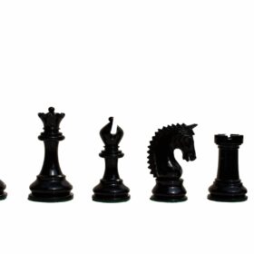 The Sovereign Series chess set Turquoise blue & Black lacquered boxwood 4.25" King with 2.25" square chess board-7908